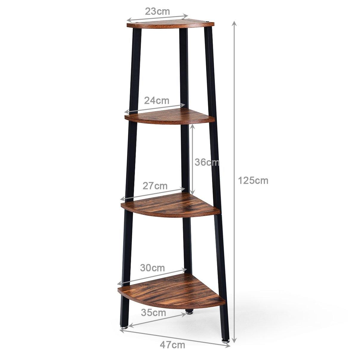 4-Tier Corner Shelf Industrial Multipurpose Bookcase - Giantexus