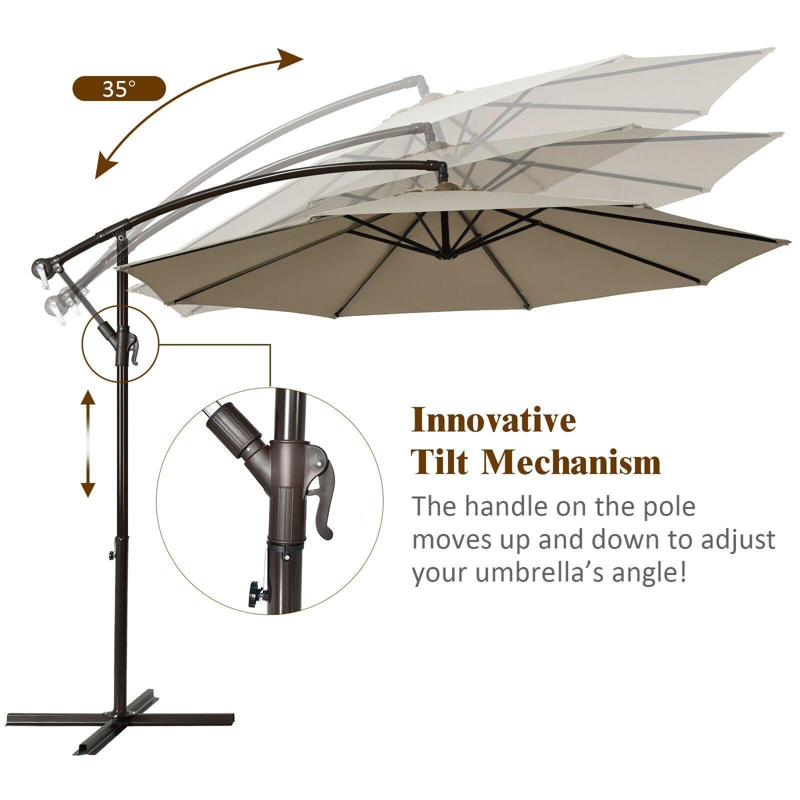 10ft Offset Patio Umbrella Cantilever Umbrella - Giantexus