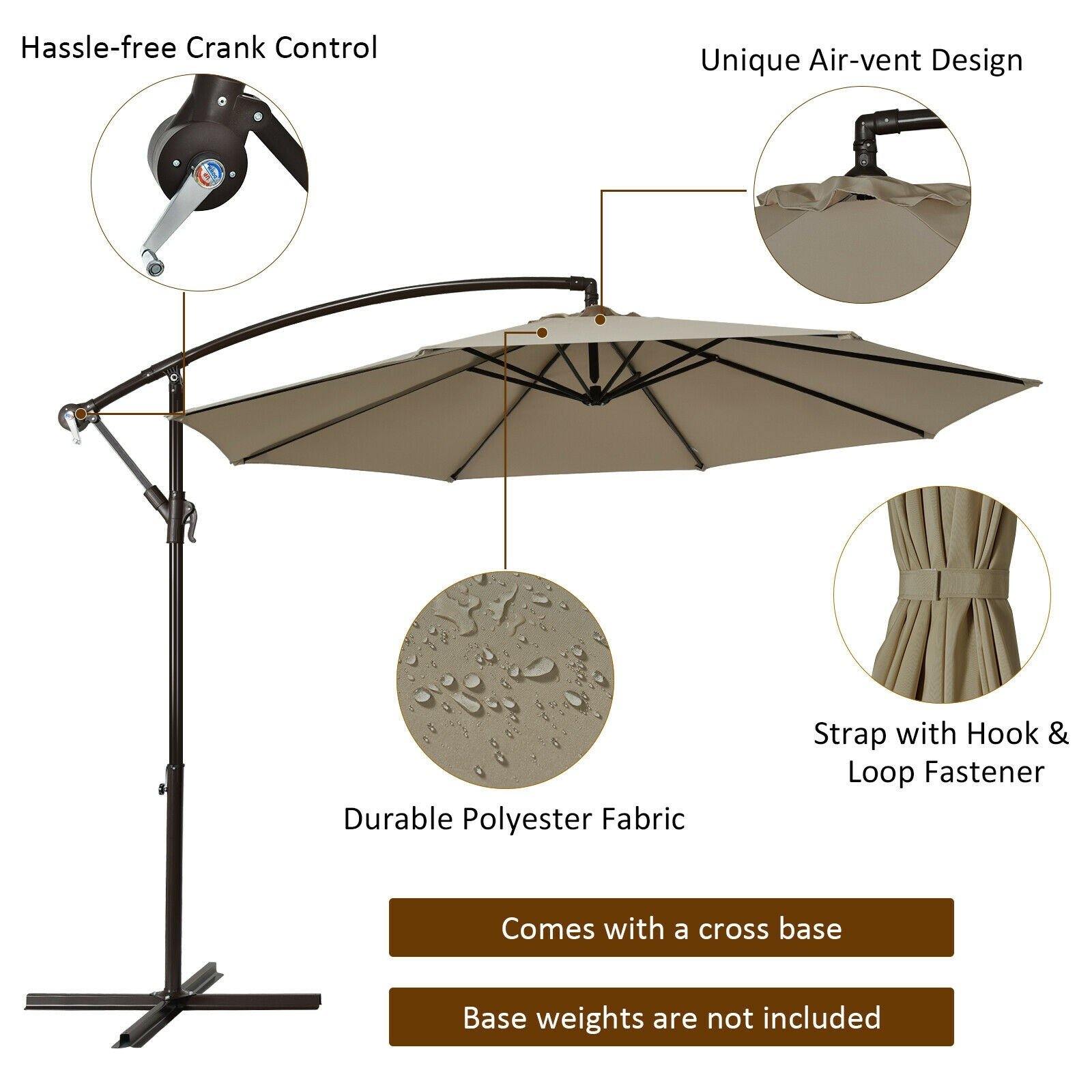 10ft Offset Patio Umbrella Cantilever Umbrella - Giantexus
