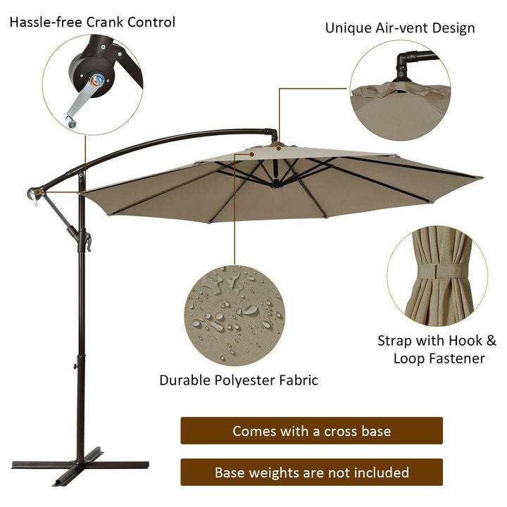 10ft Offset Patio Umbrella Cantilever Umbrella - Giantexus