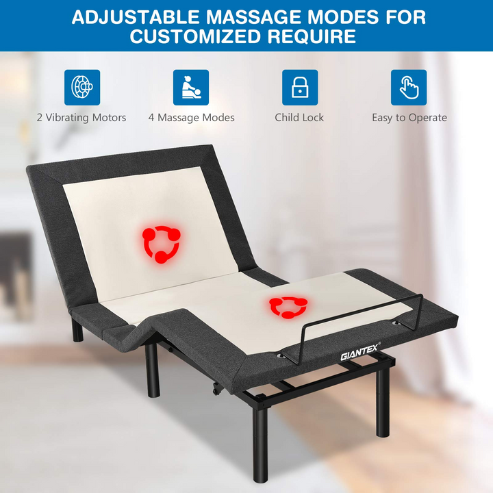 Adjustable Bed Base with Wireless Remote - Giantex