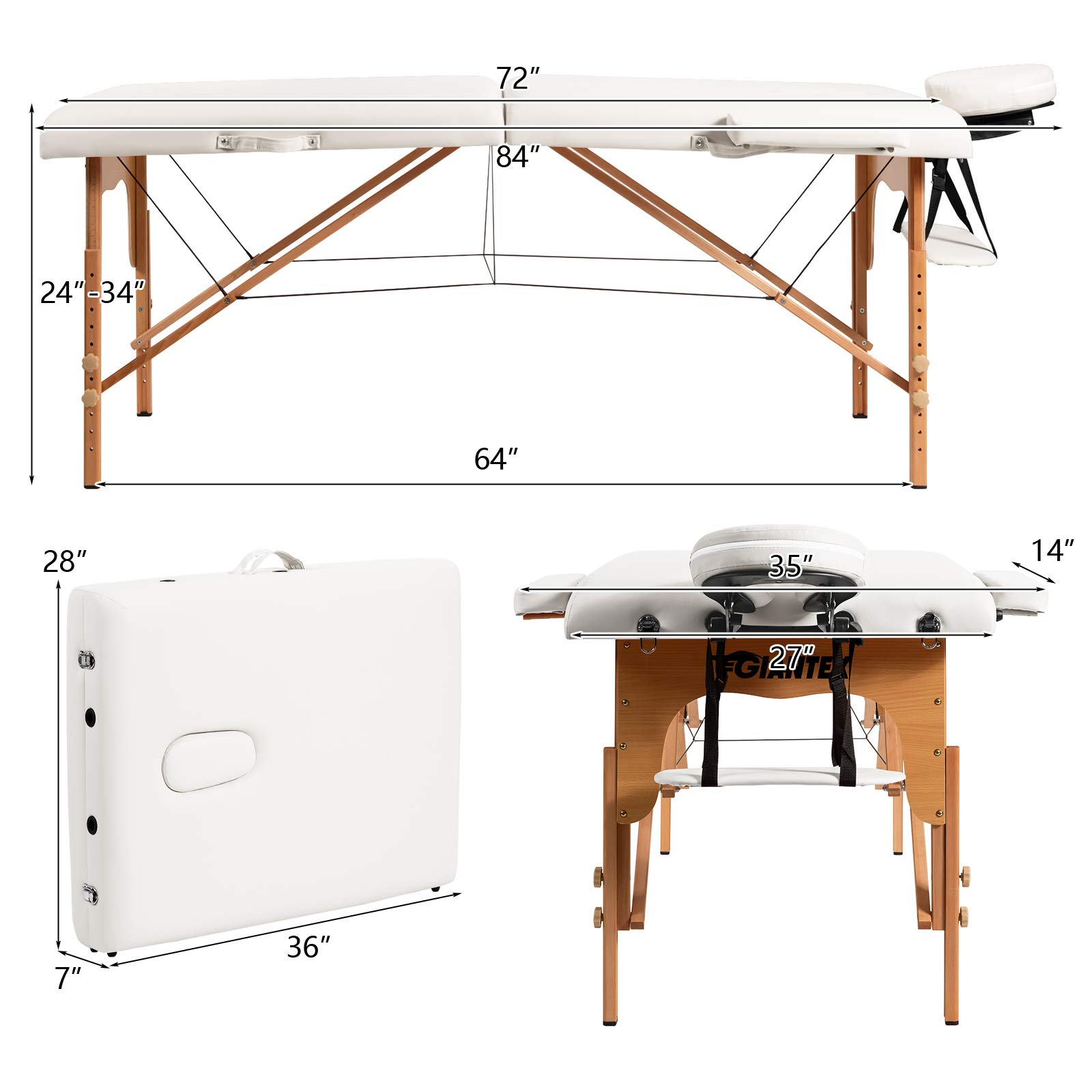 Giantex Folding Massage Table 84'' Professional Massage Bed