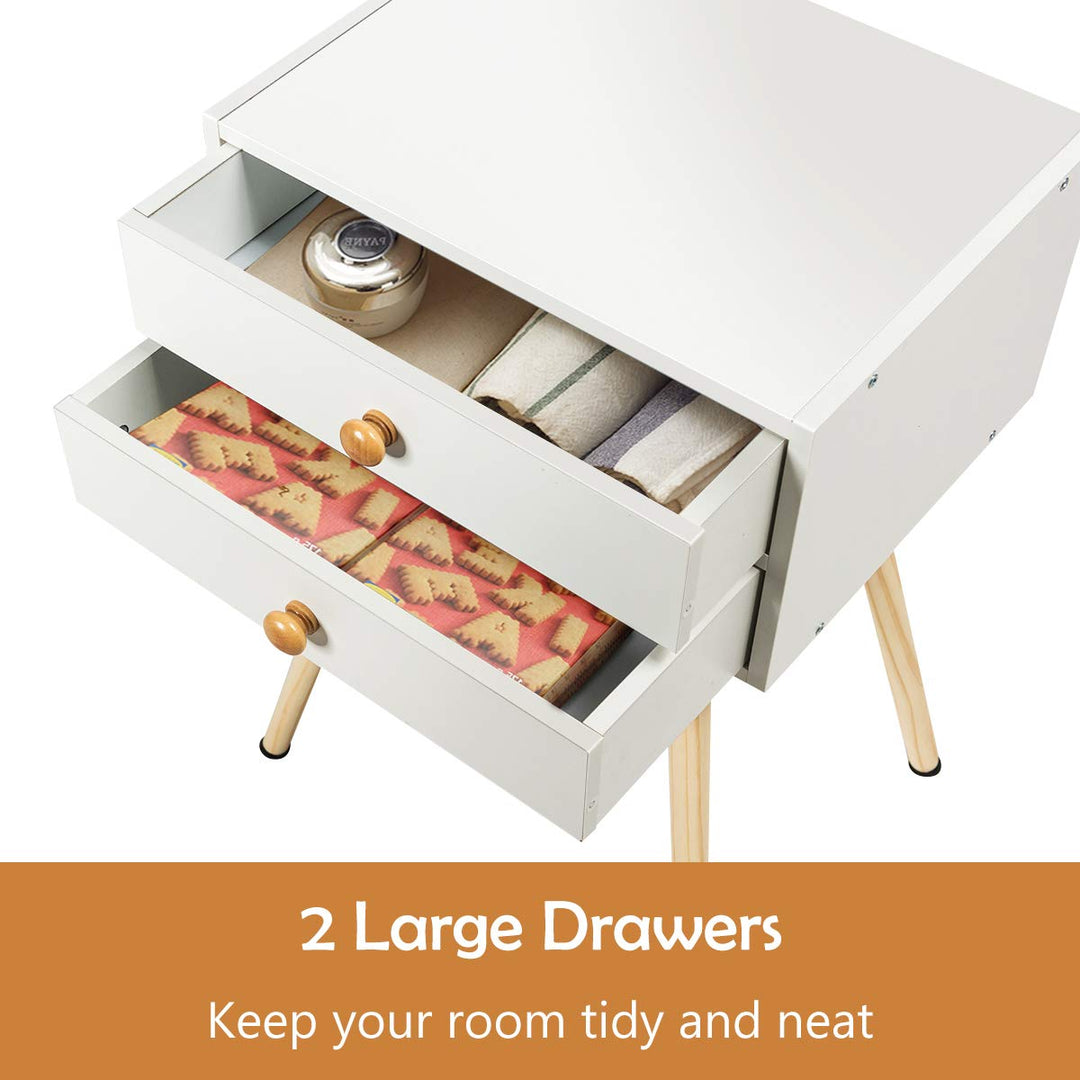 Giantex Nightstand W/2 Drawers for Bedroom