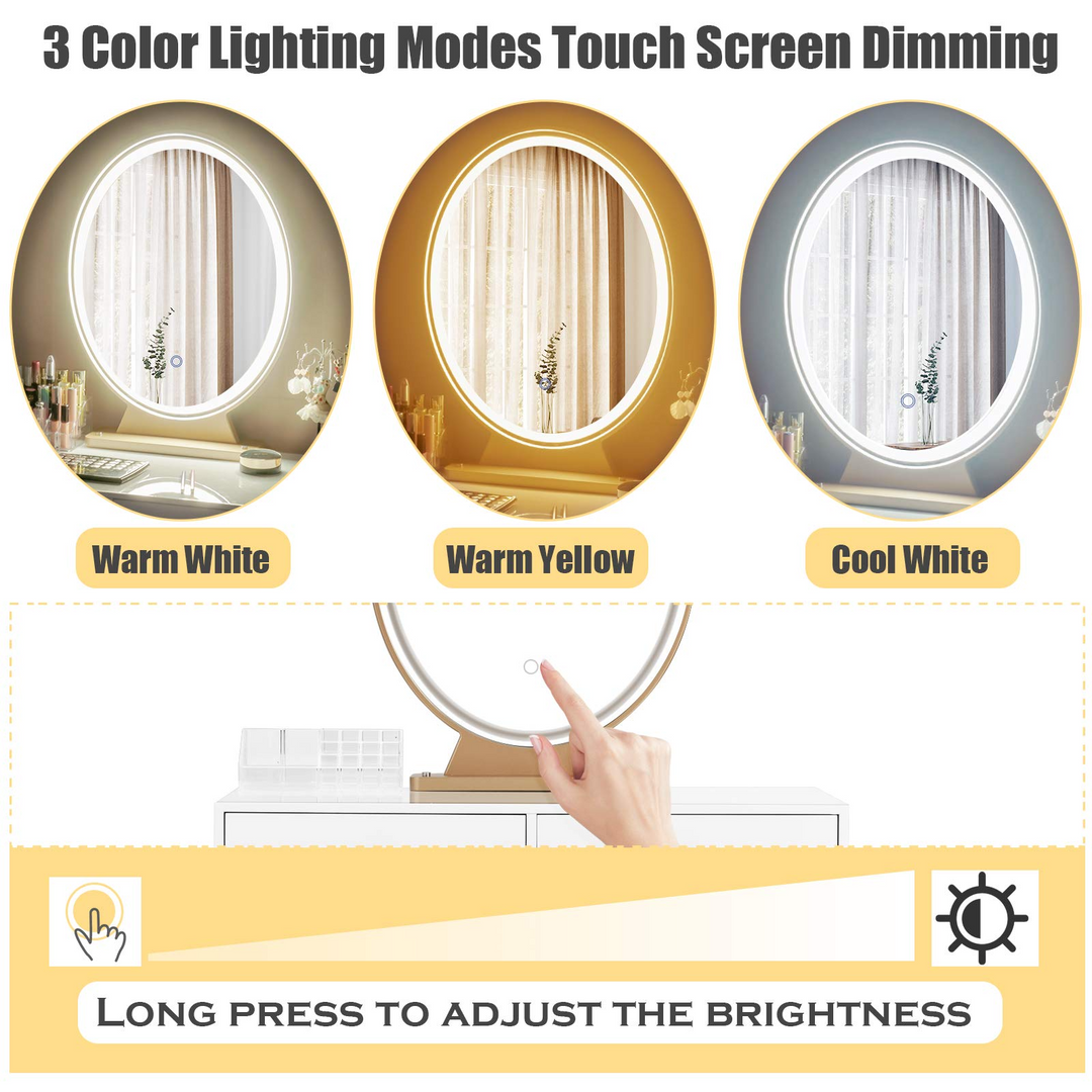 CHARMAID | Vanity Set with Lighted Mirror - Giantexus