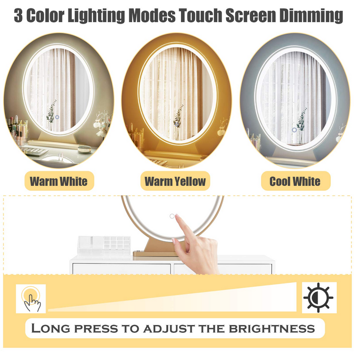 CHARMAID | Vanity Set with Lighted Mirror - Giantexus