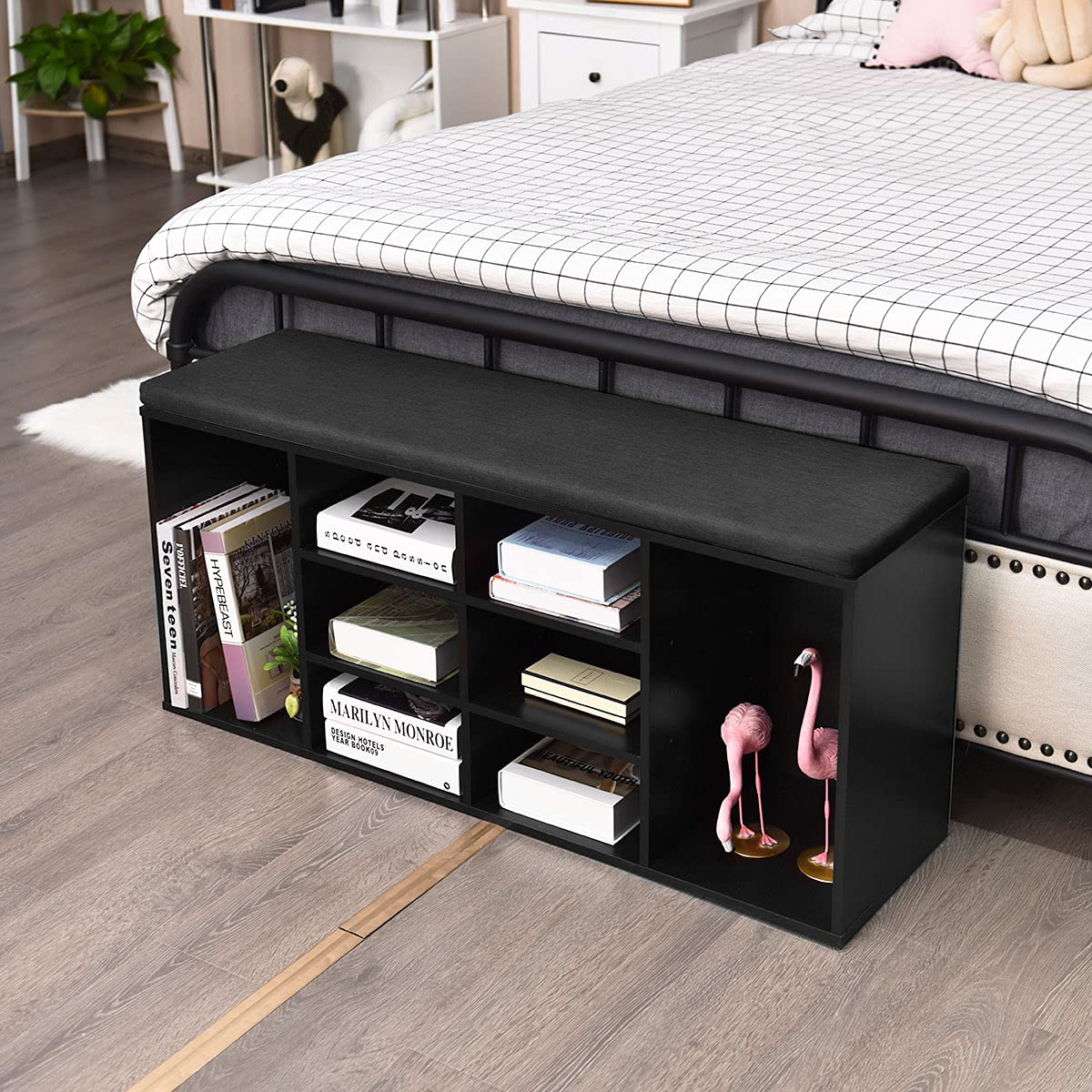 Giantex Shoe Storage Bench with Cushion, Entryway Shoe Rack Bench