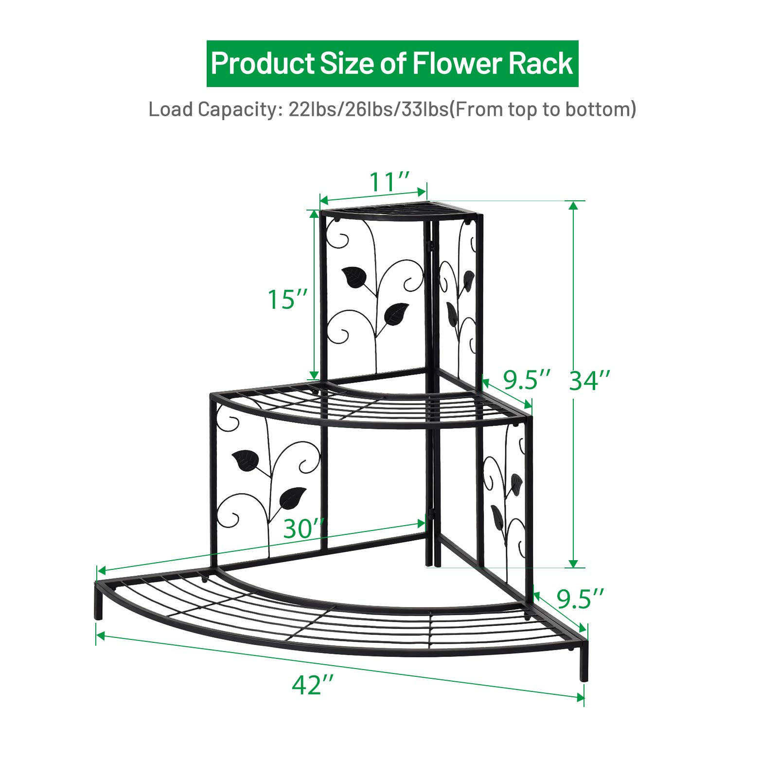 3 Tiers Corner Shelf Metal Plant Stand - Giantex