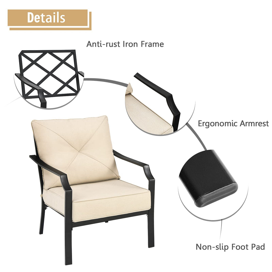 Giantex Bistro Dining Chairs Iron-Frame Lawn Chairs for Porch Backyard Garden Balcony