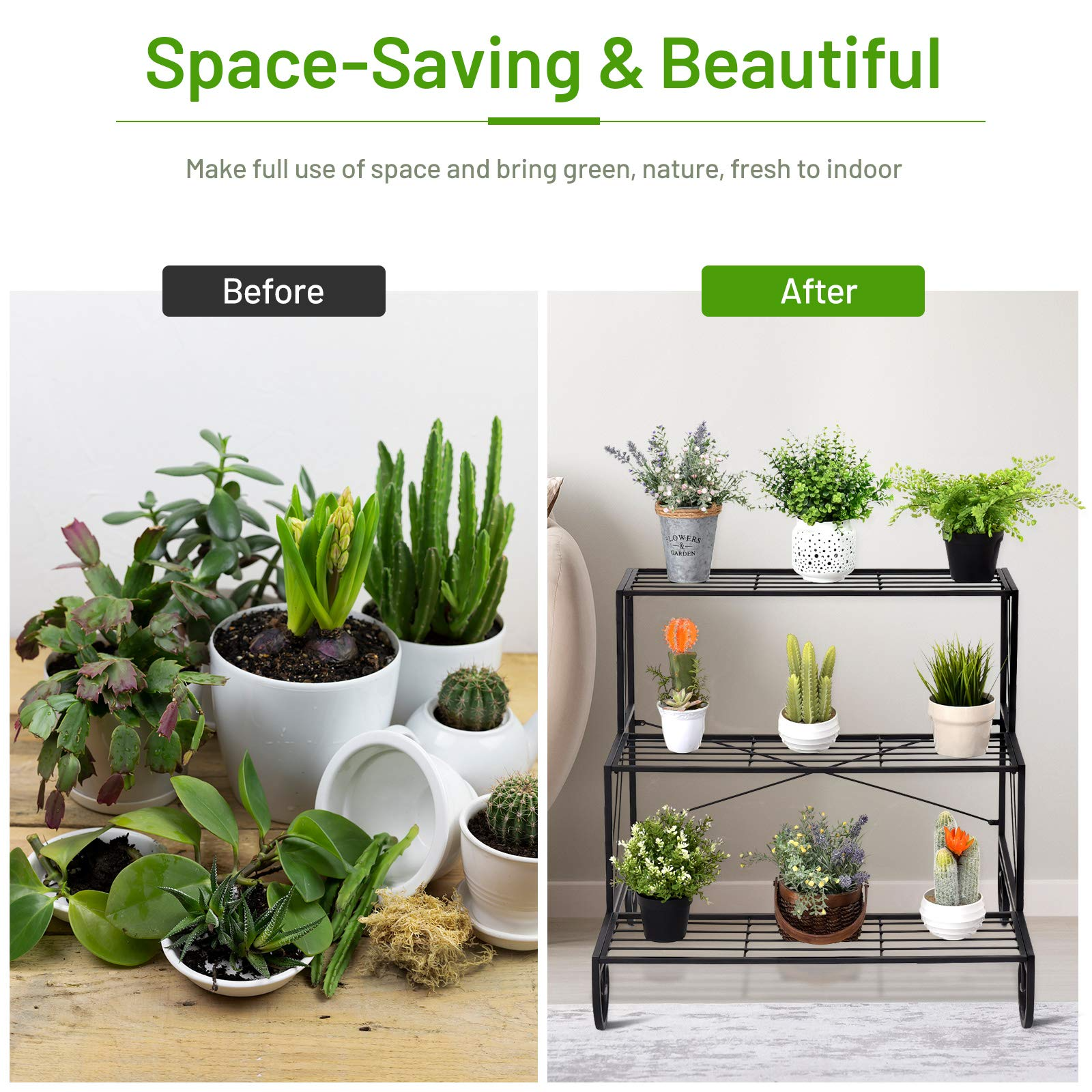 Giantex 3 Tier Metal Plant Stand, Stair Style Flower Pot Holder