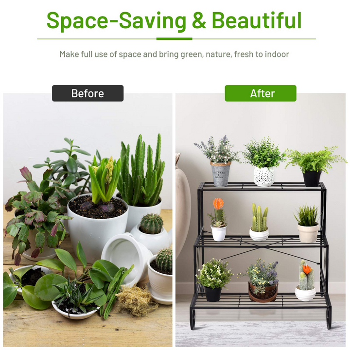Giantex 3 Tier Metal Plant Stand, Stair Style Flower Pot Holder