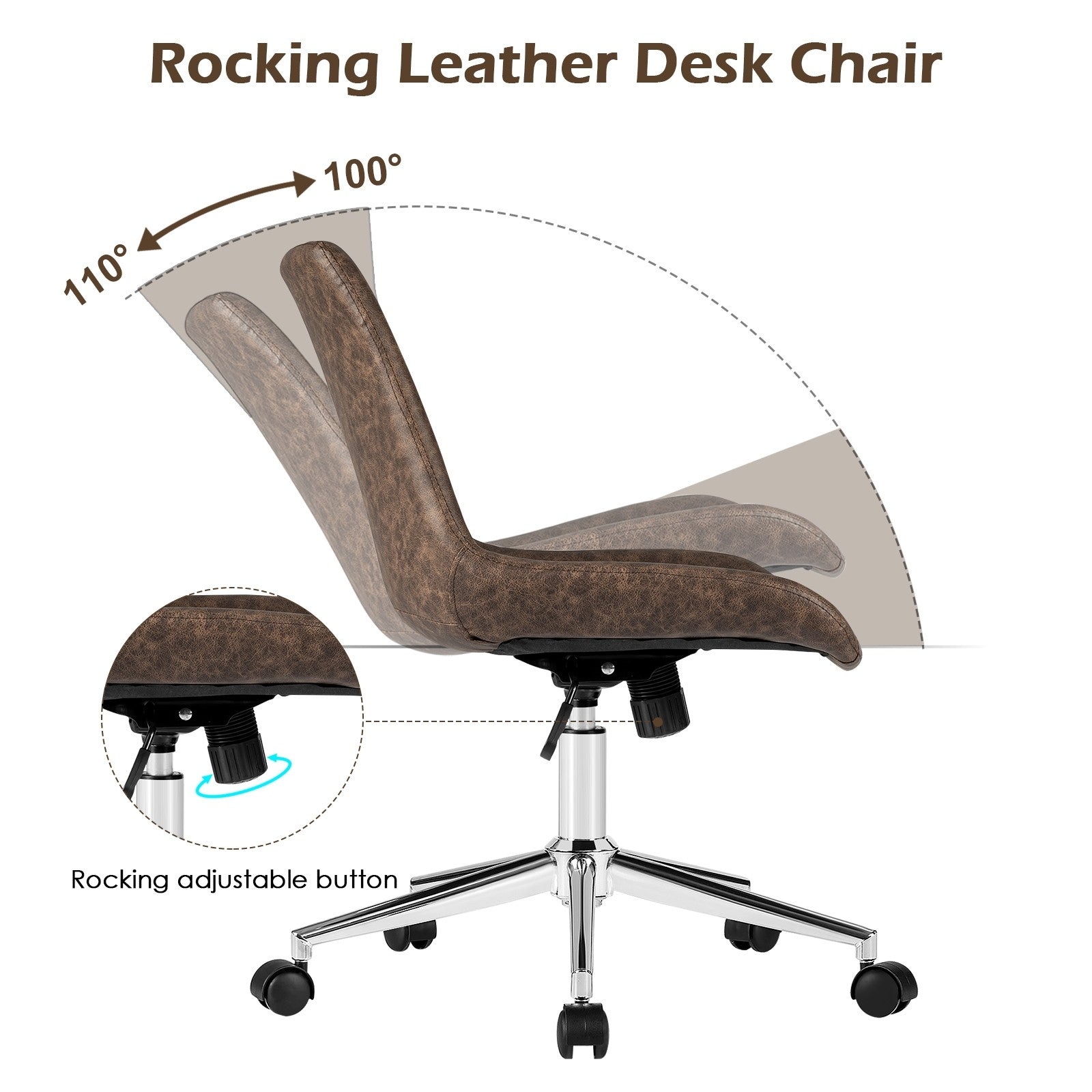Modern Home Office Chair, PU Armless Desk Chair