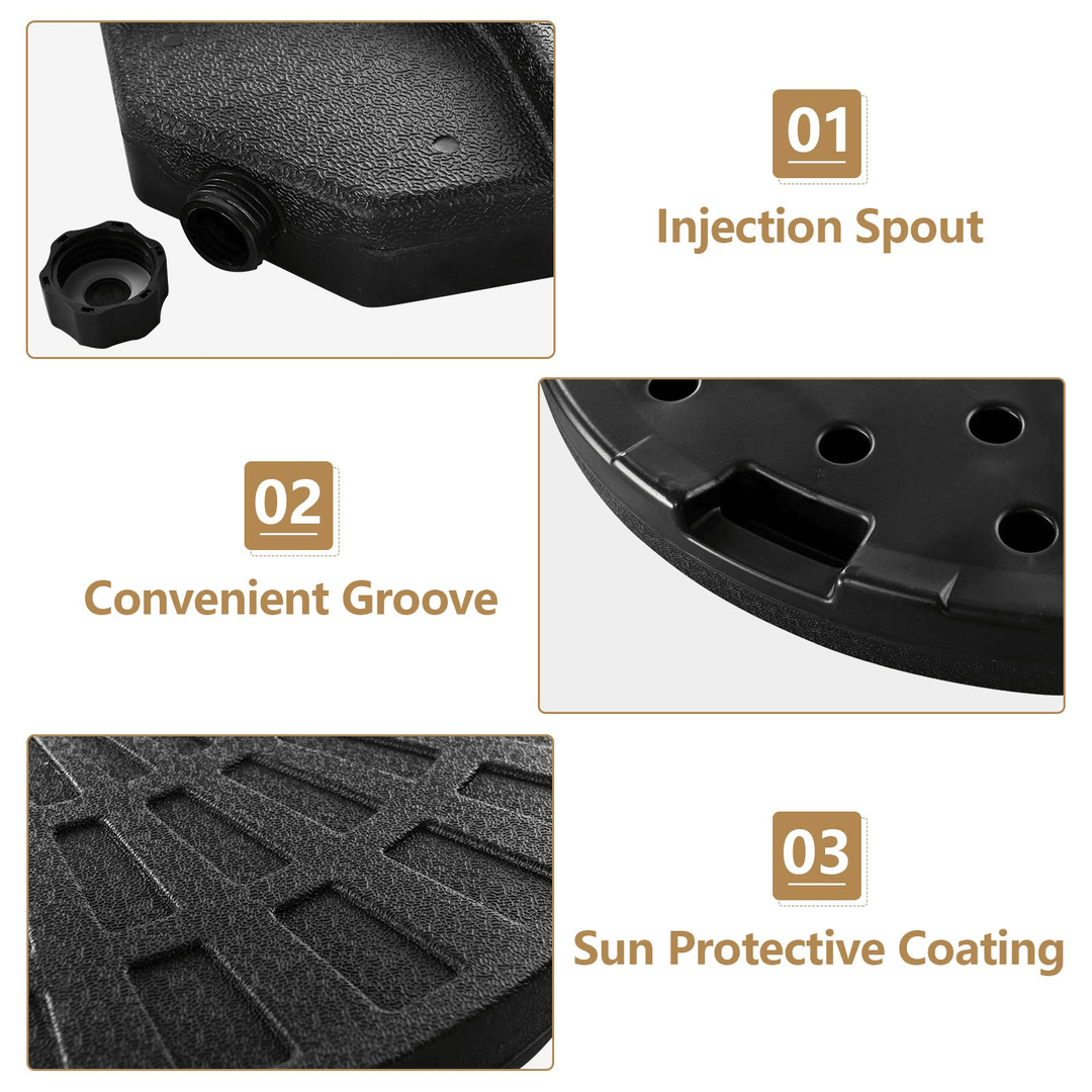 Giantex Patio Offset Umbrella Base Stand w/Sand/Water Filled 4-Pieces Base Plates (Round Base) - Giantexus