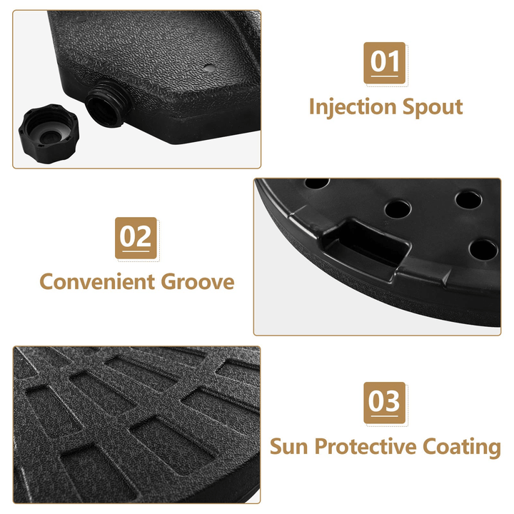 Giantex Patio Offset Umbrella Base Stand w/Sand/Water Filled 4-Pieces Base Plates (Round Base) - Giantexus