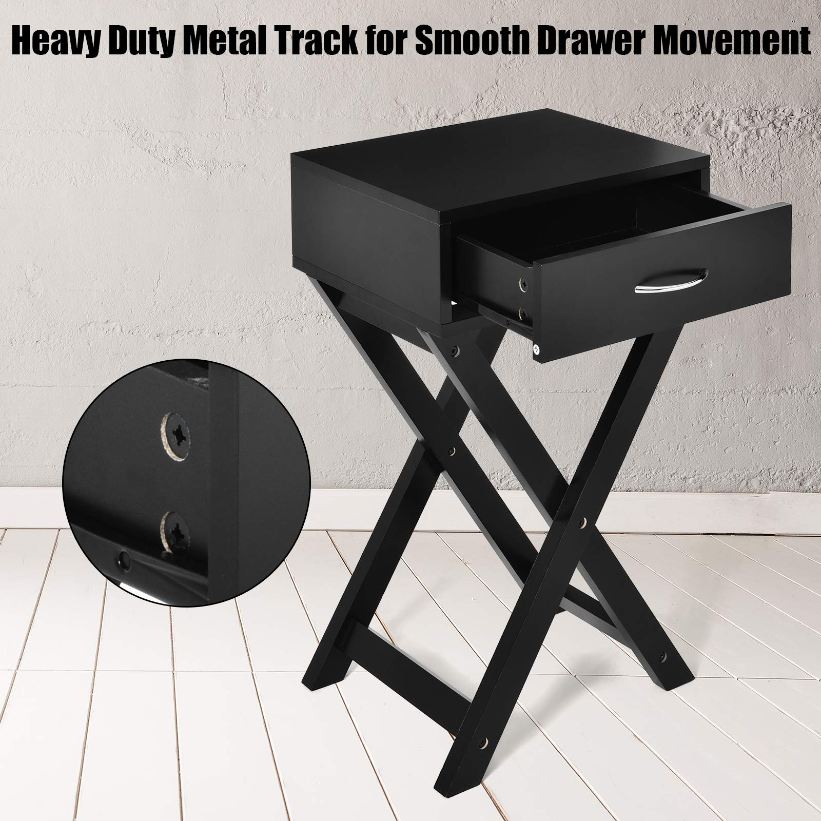 Giantex Nightstand with Drawer X-Shaped Design Sofa Side Table