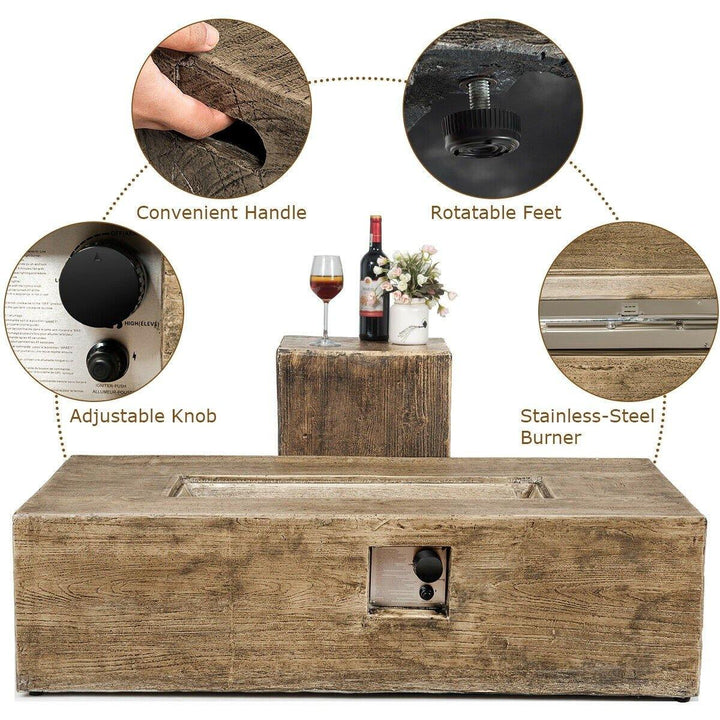 2-Piece Propane Fire Pit Table Set with 20 Gallon Tank Side Table - Giantexus