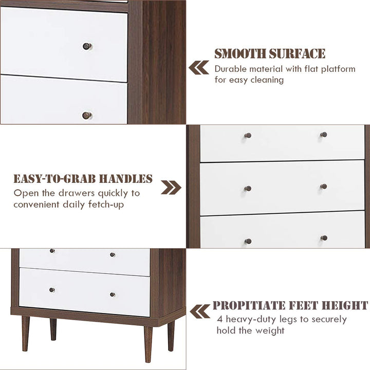 Giantex Drawer Dresser Wooden Chest W/Drawers, Sliding Rail and Stable Frame Antique-Style Free-Standing Chest for The Bedroom