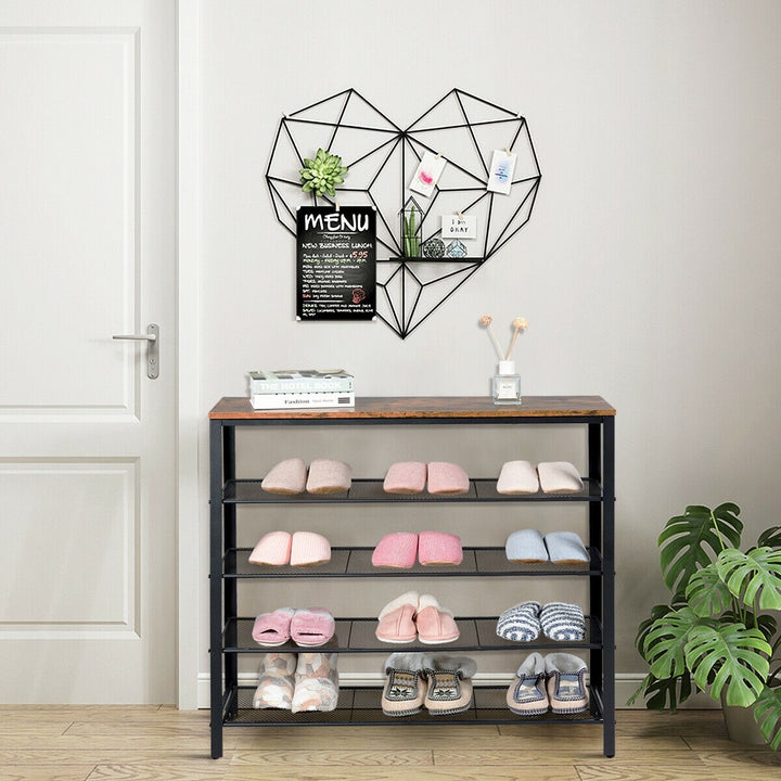 5-Tier Shoe Rack, Industrial Metal Shoe Storage Organizer - Giantexus