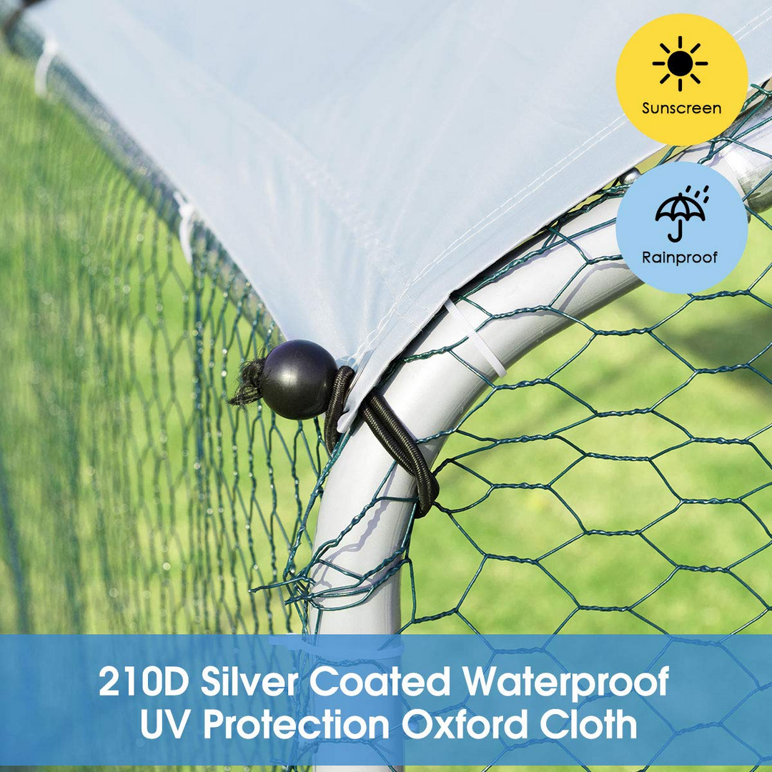 Large Metal Walk-in Chicken Coop with Waterproof Cover