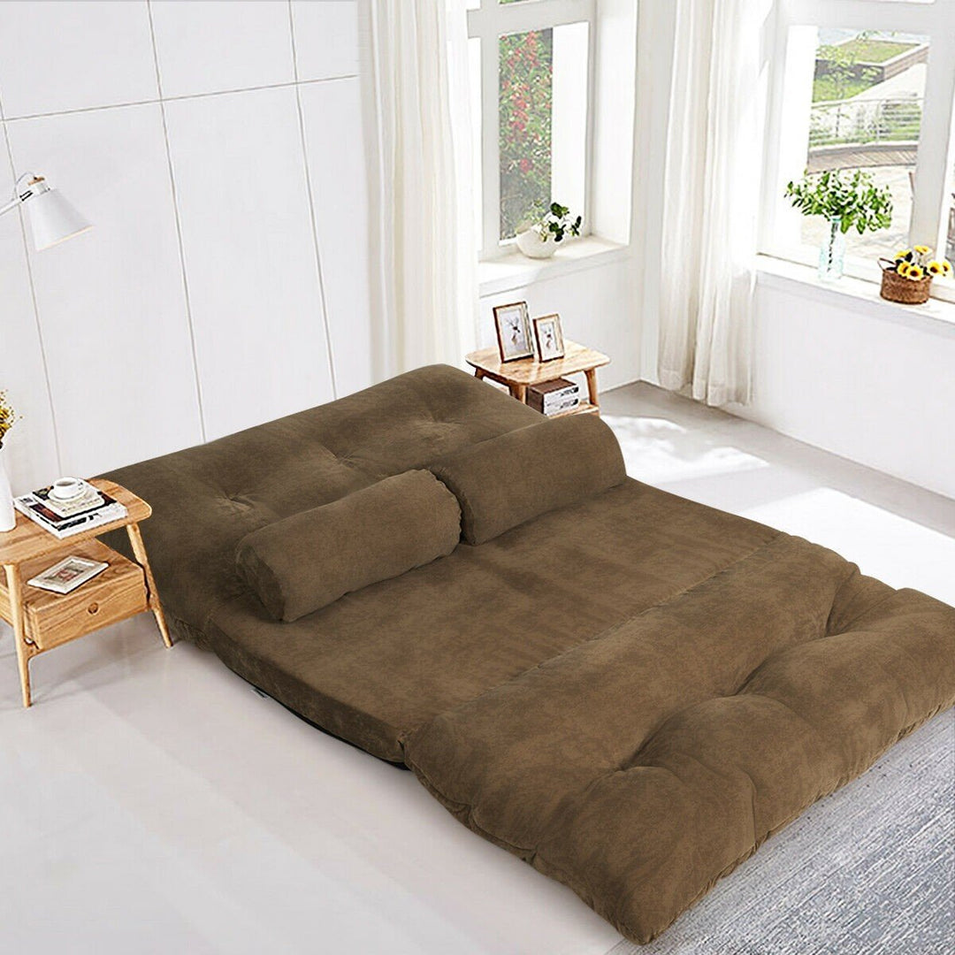 Adjustable Floor Sofa Couch with 2 Pillows, Multi-Functional 6-Position Foldable Lazy Sofa Sleeper Bed - Giantexus