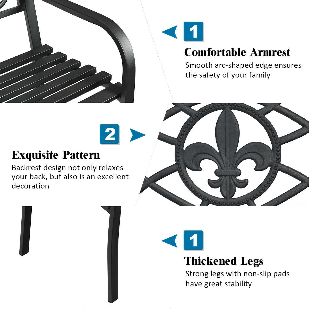 Giantex 50inch Patio Garden Bench,Outdoor Loveseat with Pattern Backrest