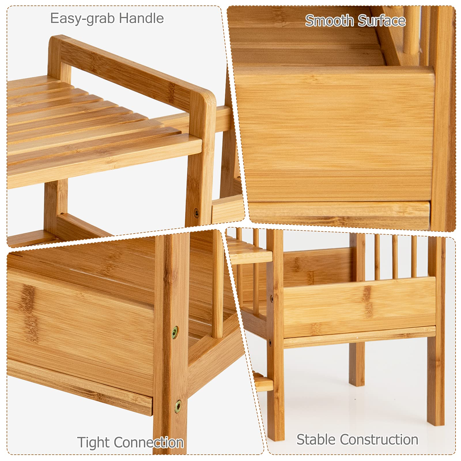 Giantex 4-Tier Bamboo Shoe Rack, Multifunctional Storage Stand, Entryway Organizer w/ Umbrella Holder & Storage Shelves