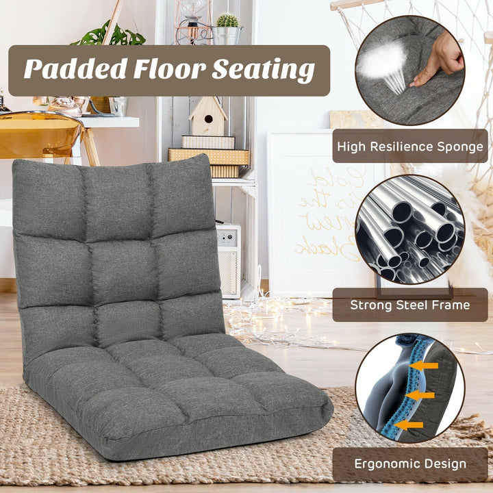 Adjustable Floor Gaming Sofa Chair 14-Position Cushioned Folding - Giantexus