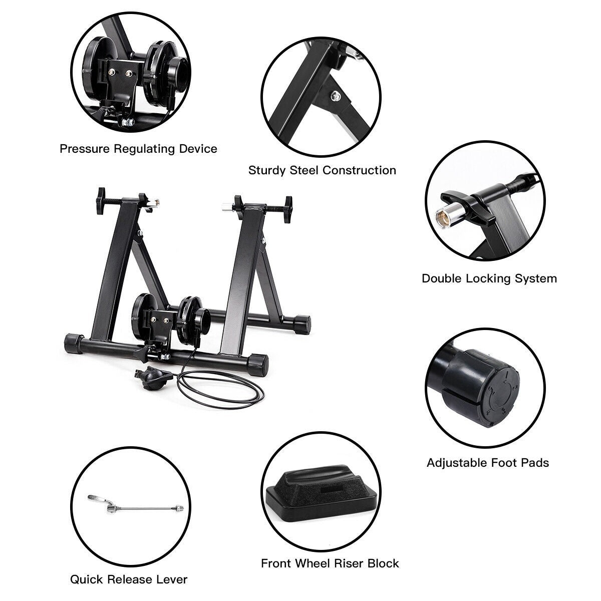 Steel Bike Trainer Stand, Indoor Bicycle Exercise Magnetic Stand - Giantexus