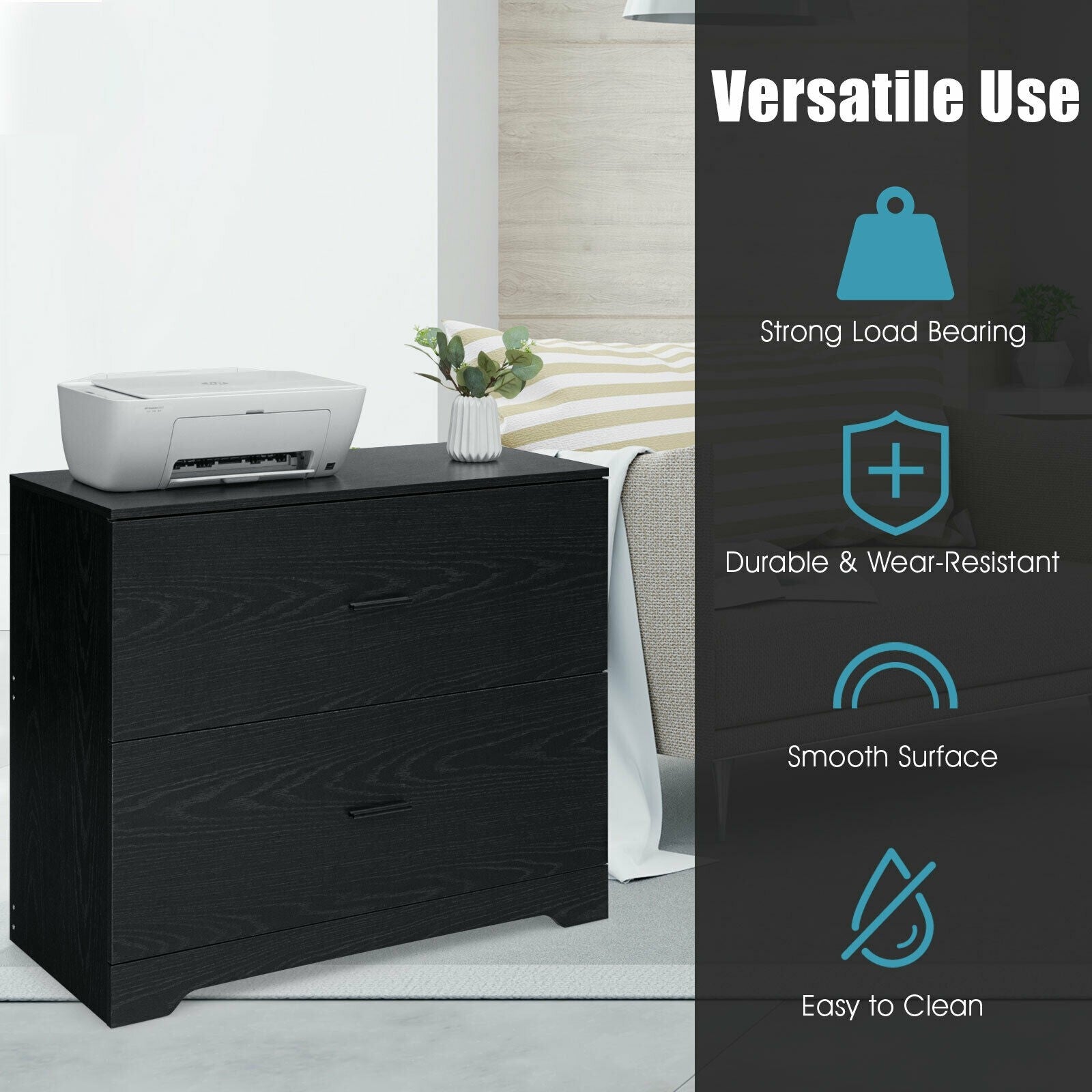 Giantex 2-Drawer Lateral File Cabinet Printer Stand