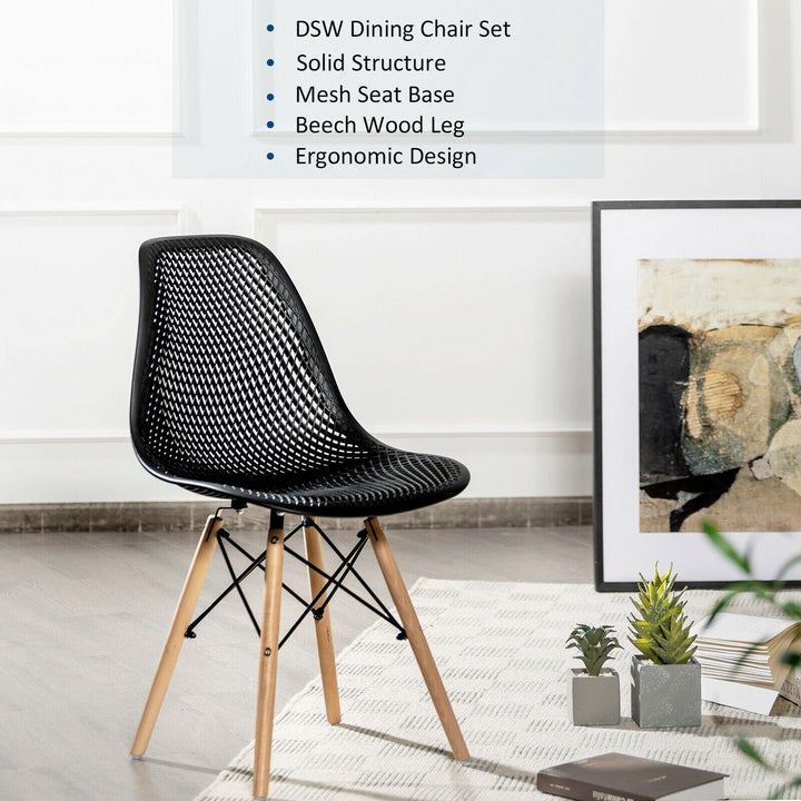 Giantex Set of 2 or 4 Modern Dining Chairs, Shell PP Lounge Side Chairs w/ Mesh Design - Giantexus