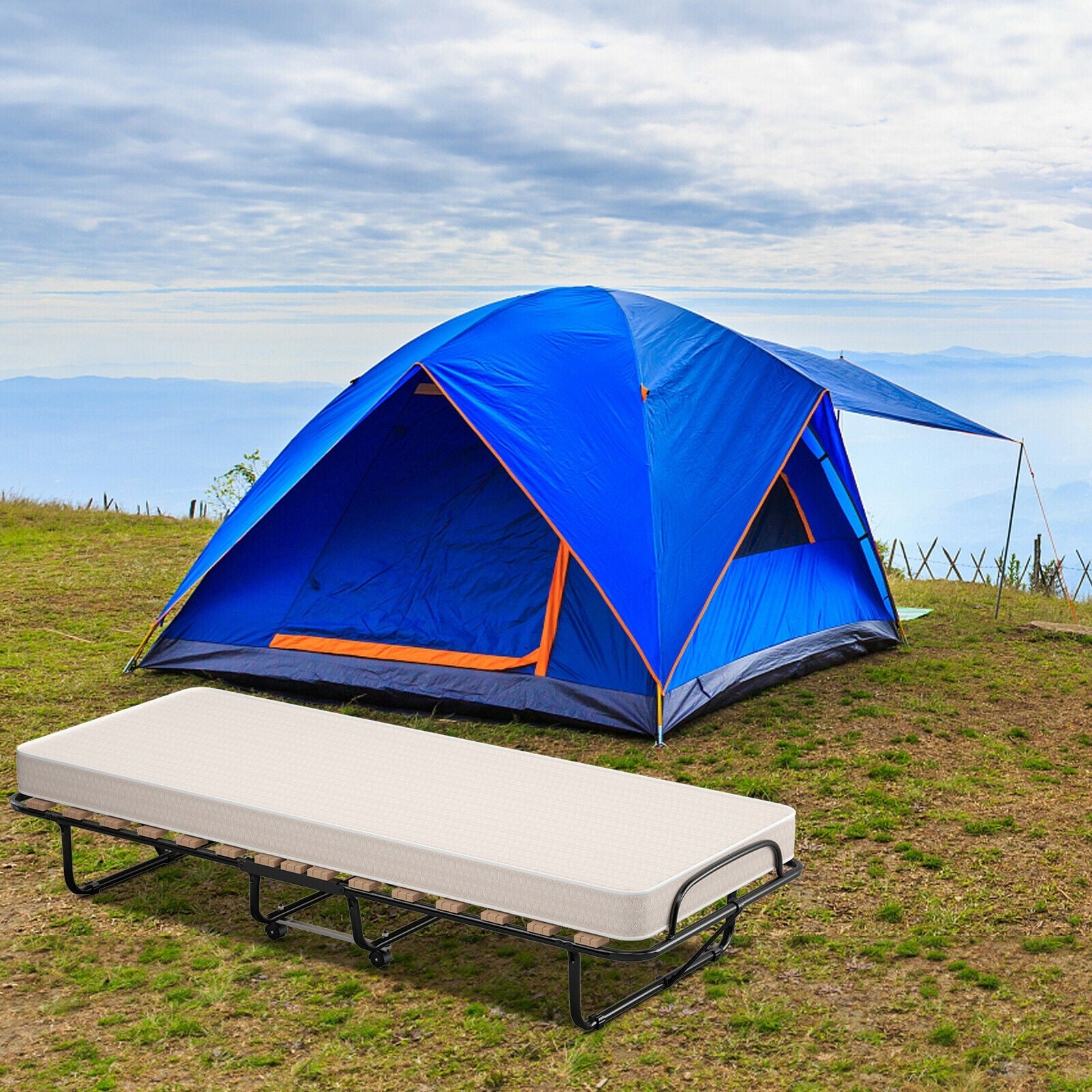 Folding Bed with Mattress Rollaway Guest Bed