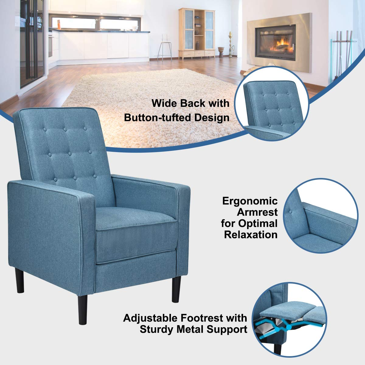 Set of 2 Push Back Recliner Chair - Giantex