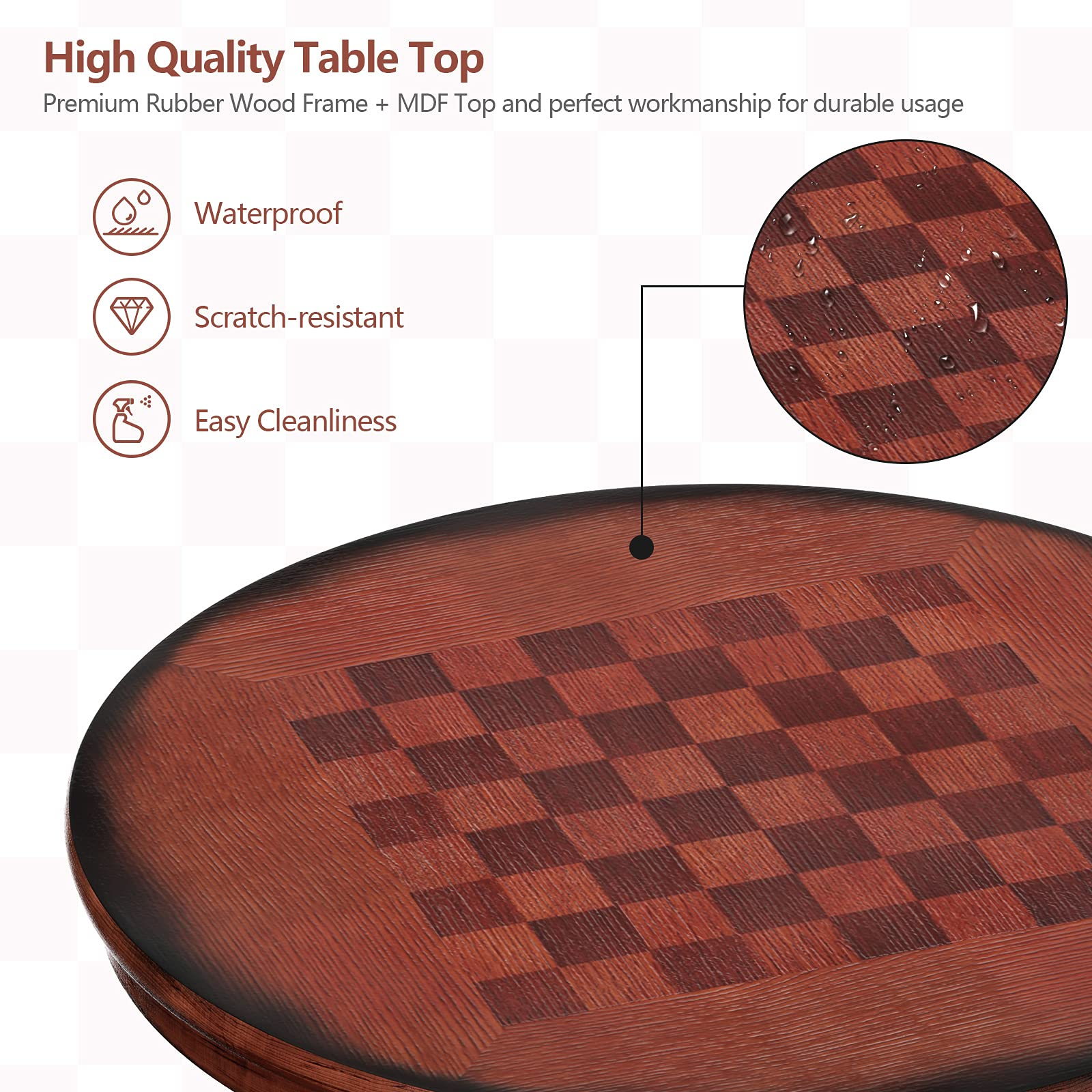 Giantex 3 Pcs Pub Table Set, Wooden Pub Pedestal Side Table w/Stable Base
