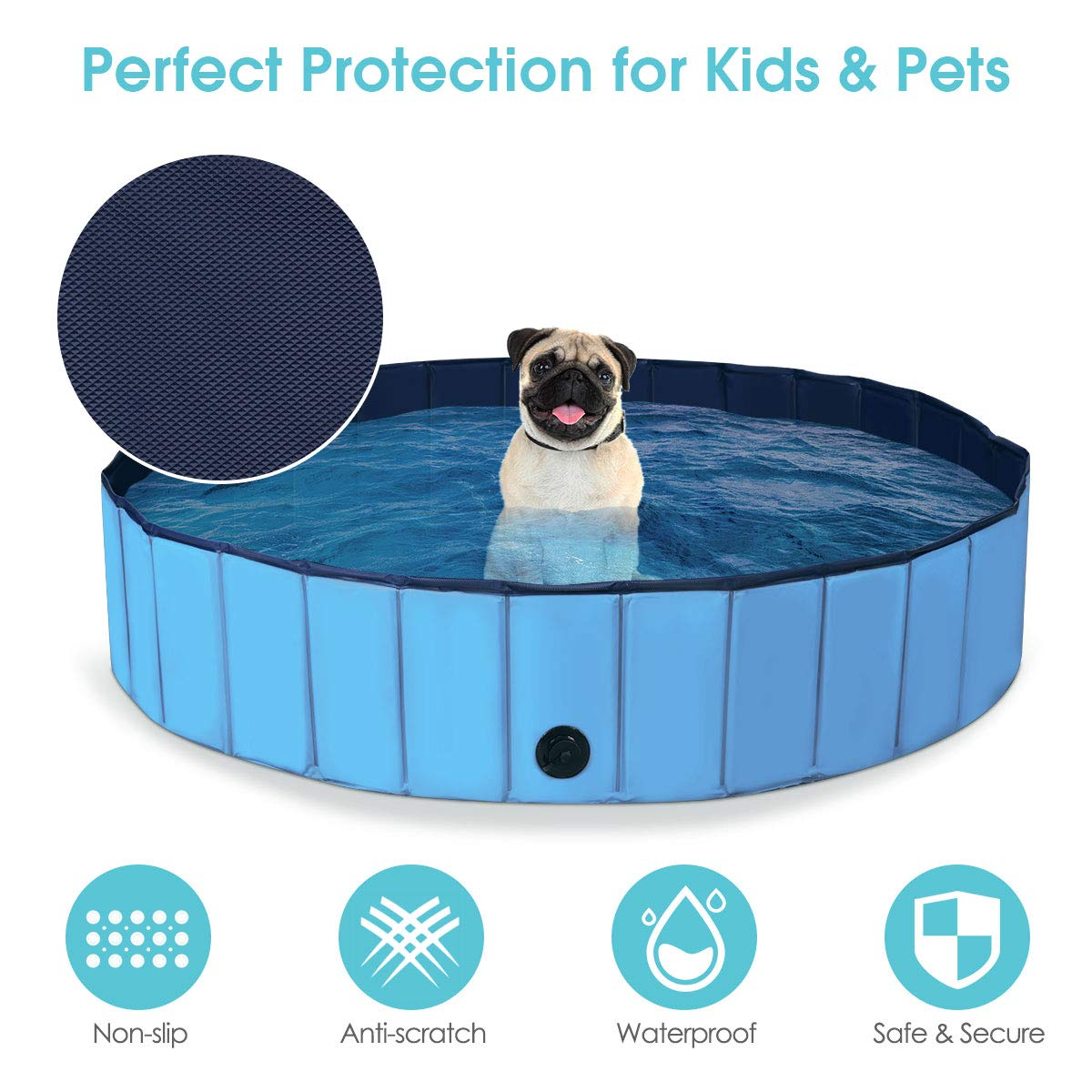 Giantex Foldable Pet Swimming Pool Dog Bath Pool with Anti-Slip Bottom