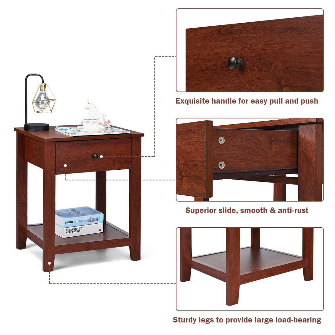 Giantex Contemporary Accent Espresso Furniture End Table (1)