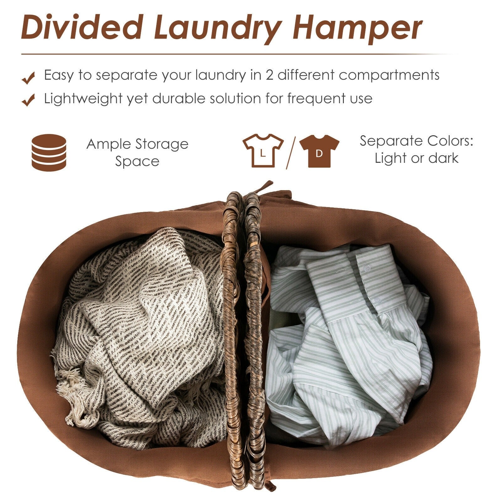Hand-Woven Double Laundry Hamper with Lid