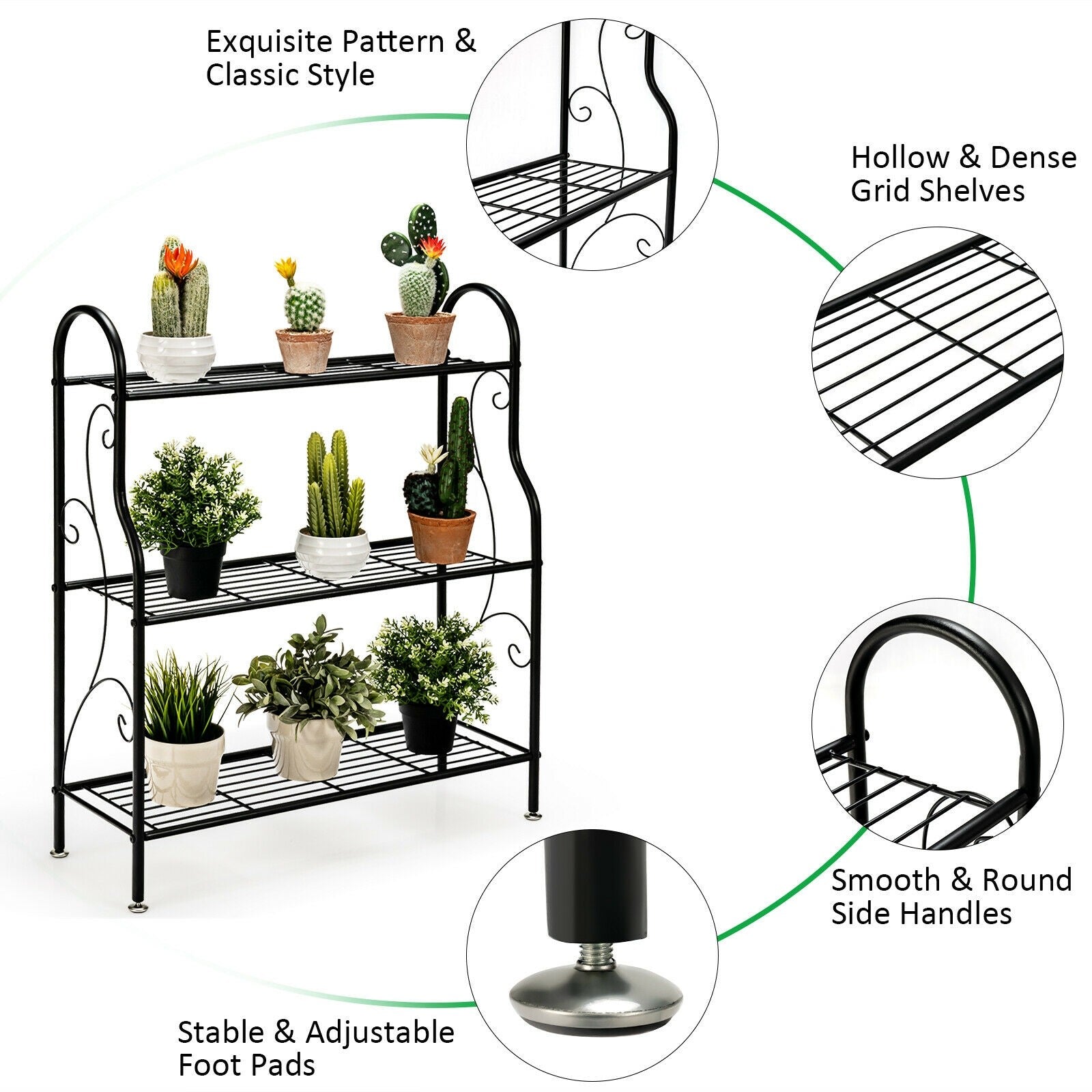 Wood Plant Stand, Multi Tier Flower Pot Holder Display Shelf