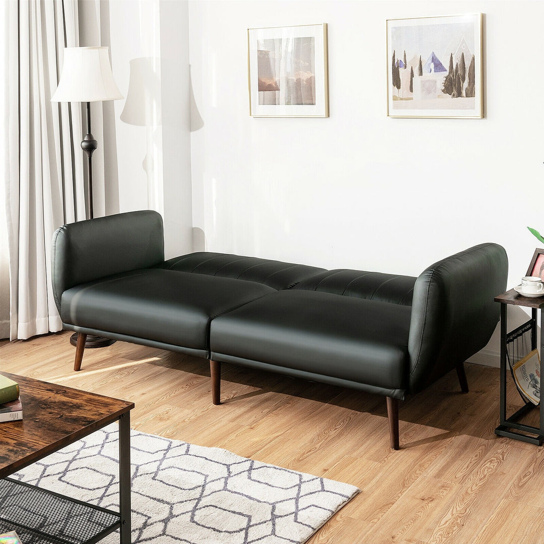 Giantex 3 Seat Sofa Bed, Convertible Futon Sofa,  Adjustable Backrest, Foldable Couch Sleeper with Armrest (Black)