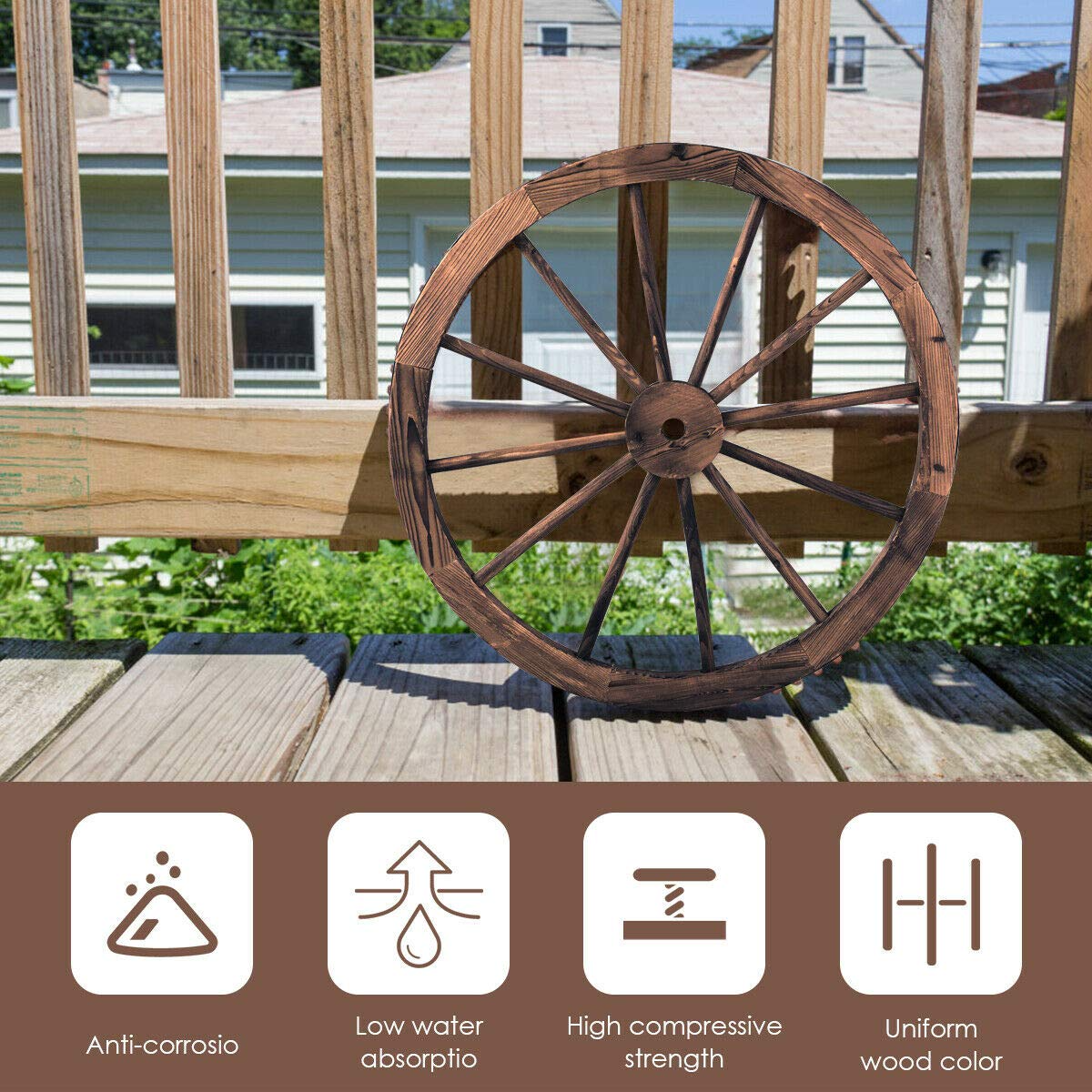 Giantex 30-Inch Set of Two Decorative Wooden Wheel