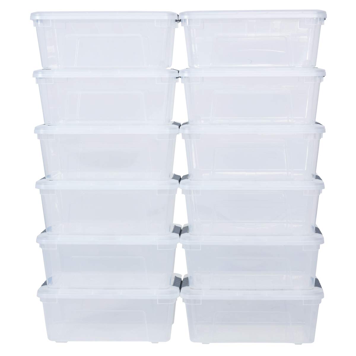 Giantex 12 Pack Storage Box Storage Tote Boxes W/Clear Lid 12.7 Quart