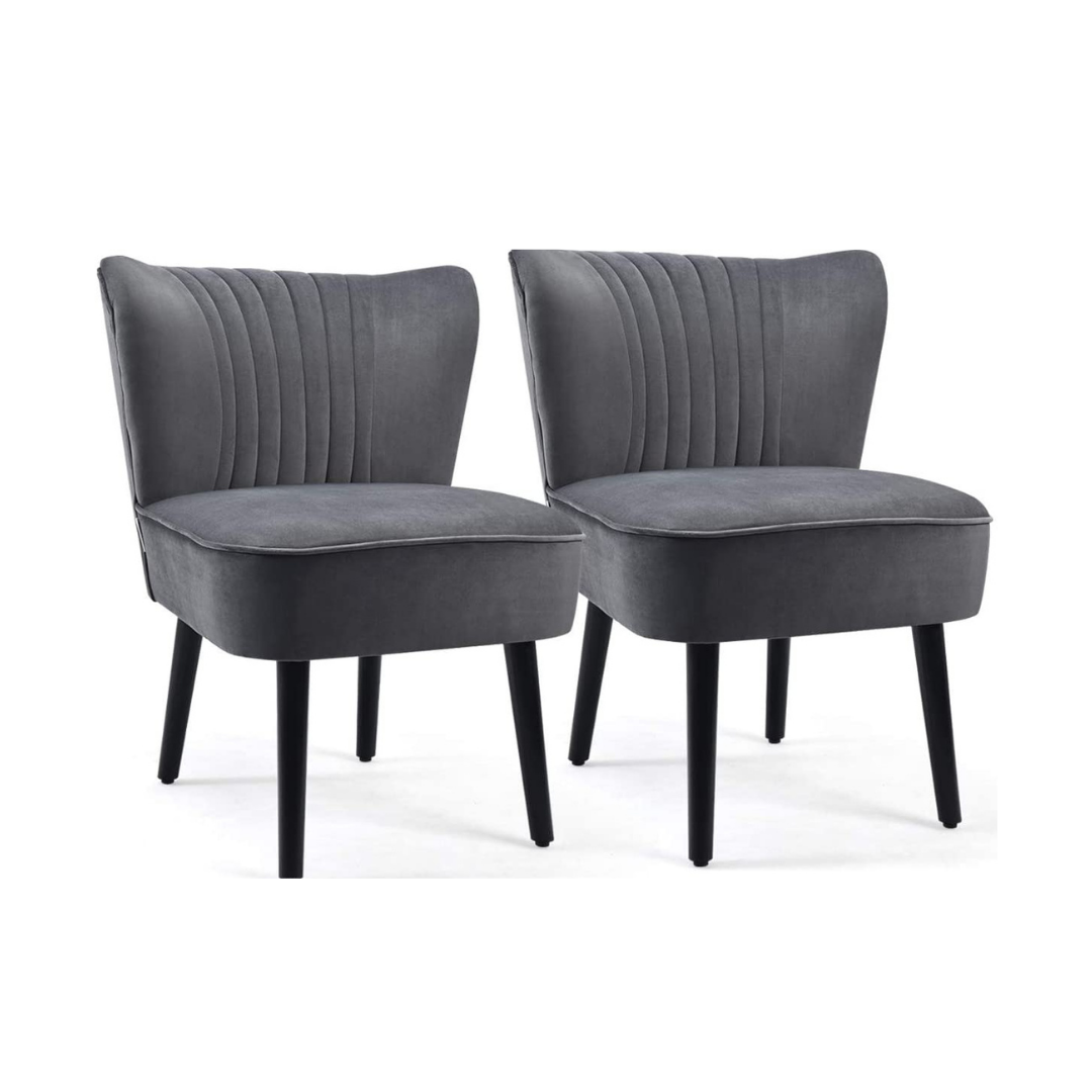 Set of 2 Velvet Accent Chair, Upholstered Modern Leisure Club Chairs w/ Solid Wood Legs - Giantexus