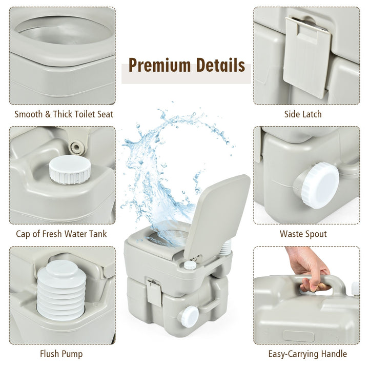 Portable Toilet 5.3 Gallon with Powerful Push Pump