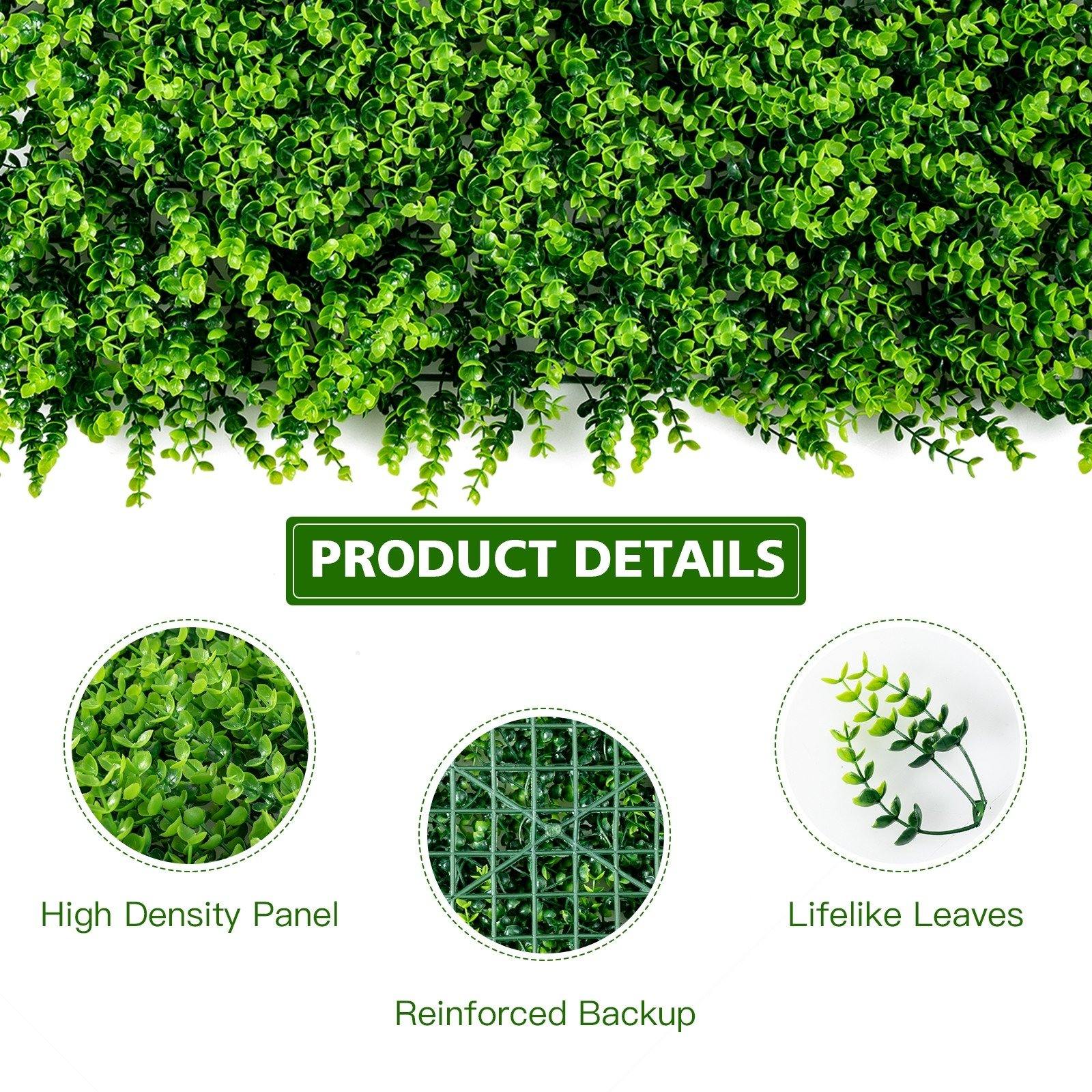 12 Pcs 16x24inch Artificial Eucalyptus Hedge Plant Privacy Fence Panels - Giantexus