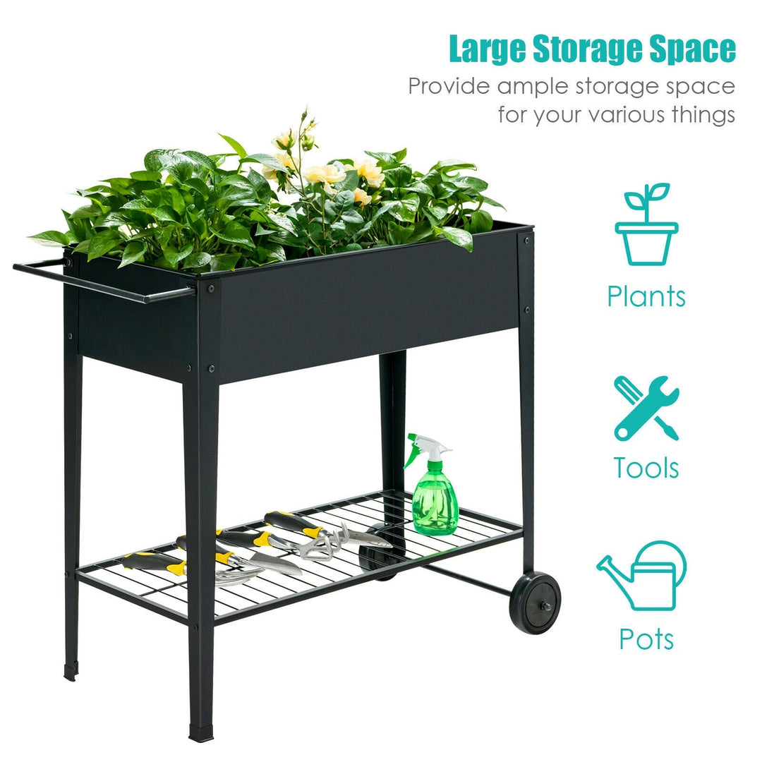 Outdoor Raised Garden Bed on Wheels with Legs