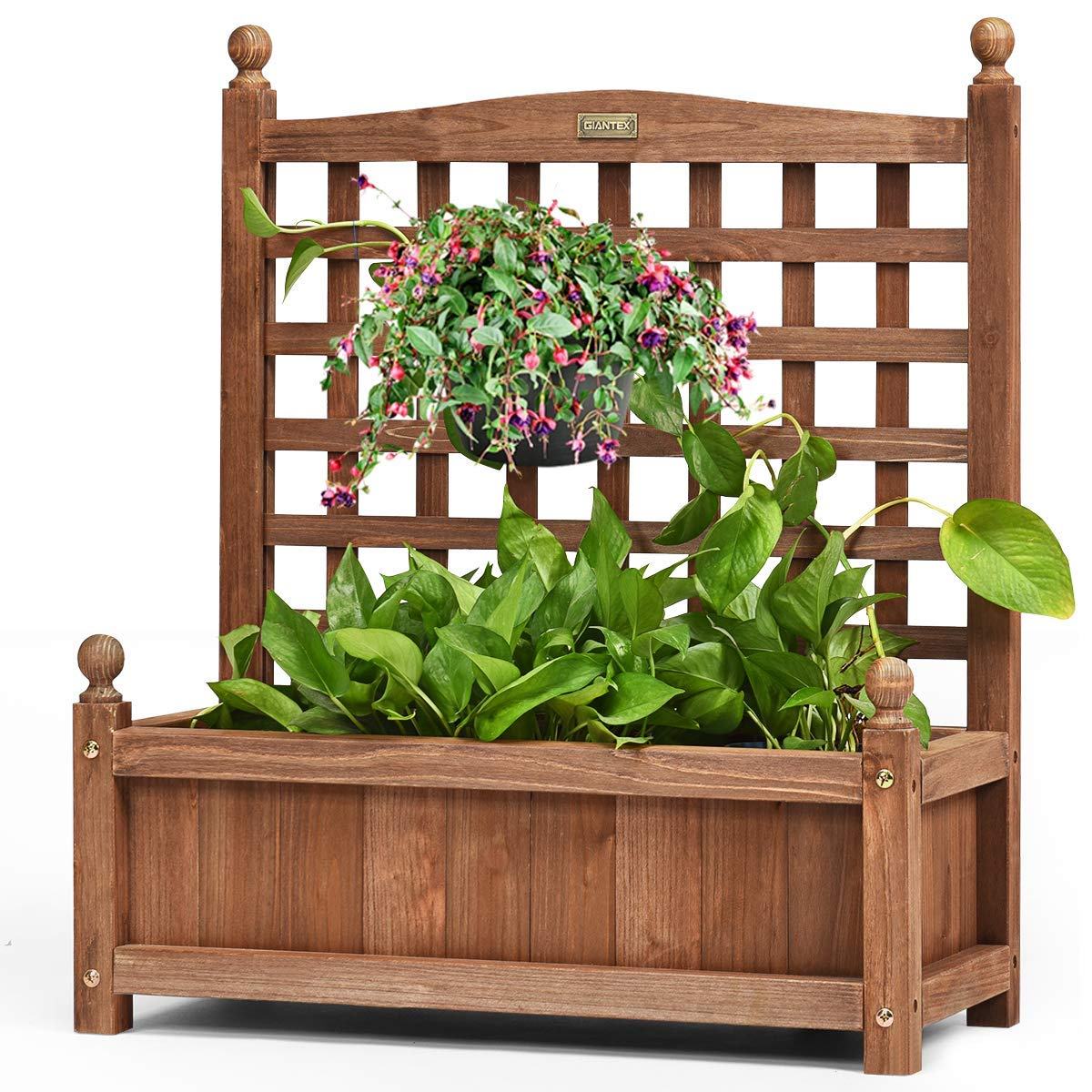 Wood Free Standing Plant Raised Bed (25''L X 11''W X 30''H)