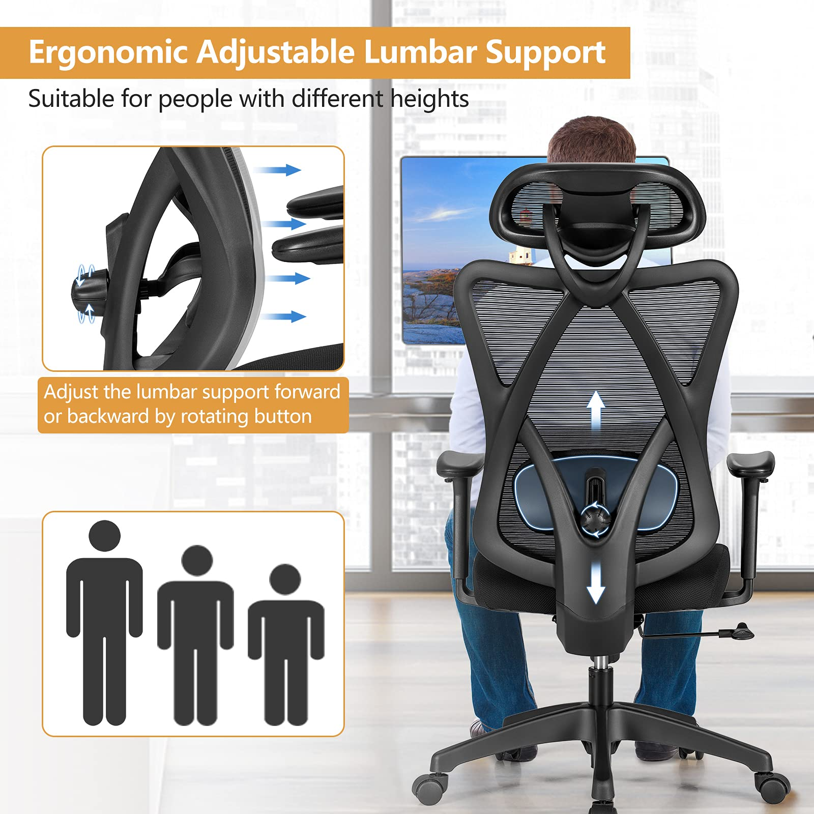 Giantex Ergonomic Office Chair with Adjustable Lumbar Support