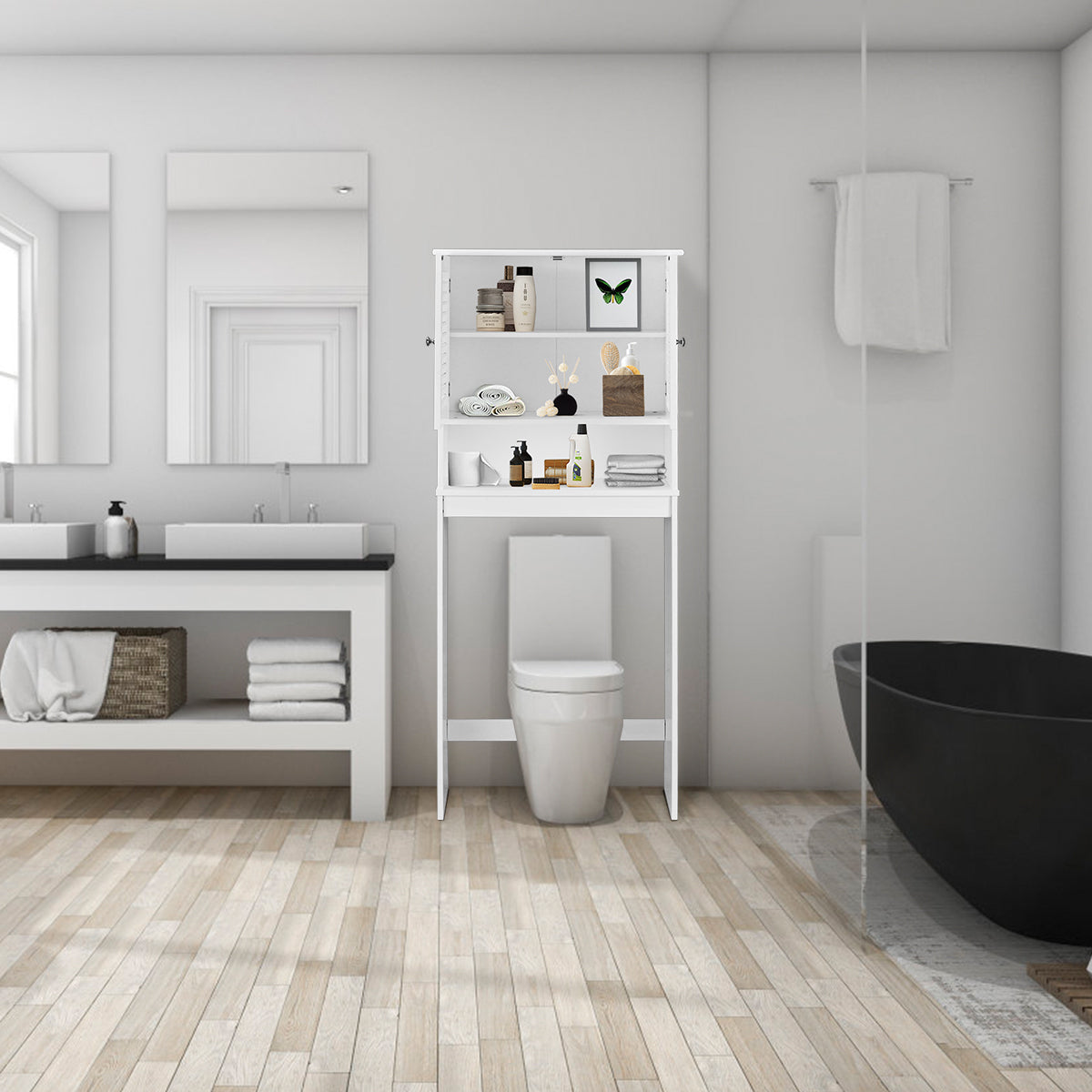 Bathroom Over-The-Toilet Space Saver Storage with Adjustable Shelf