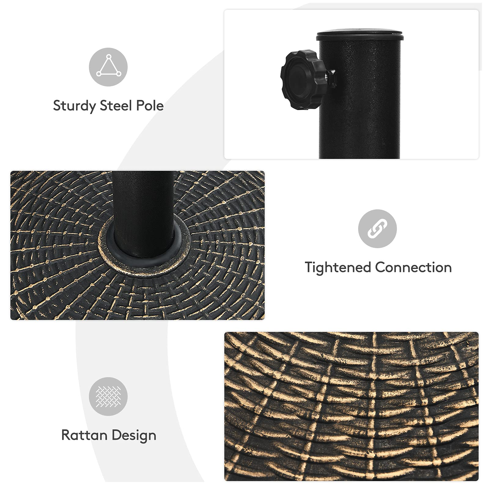 Giantex Round Patio Umbrella Base for 1.5" or 1.9" Diameter Pole, 27 lbs Heavy-Duty Resin Outdoor Umbrella Stand
