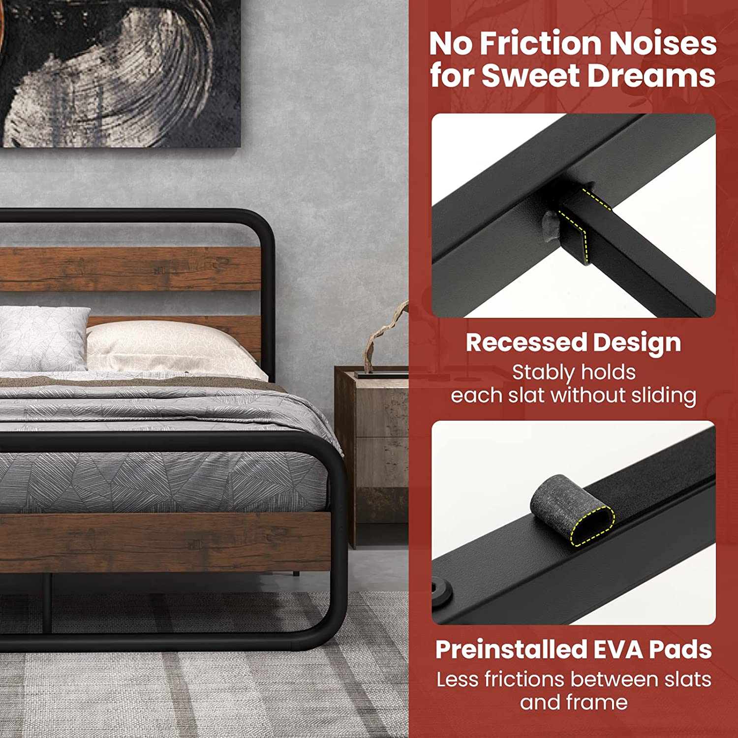 Full Size Metal Bed Frame, Platform Bed - Giantex