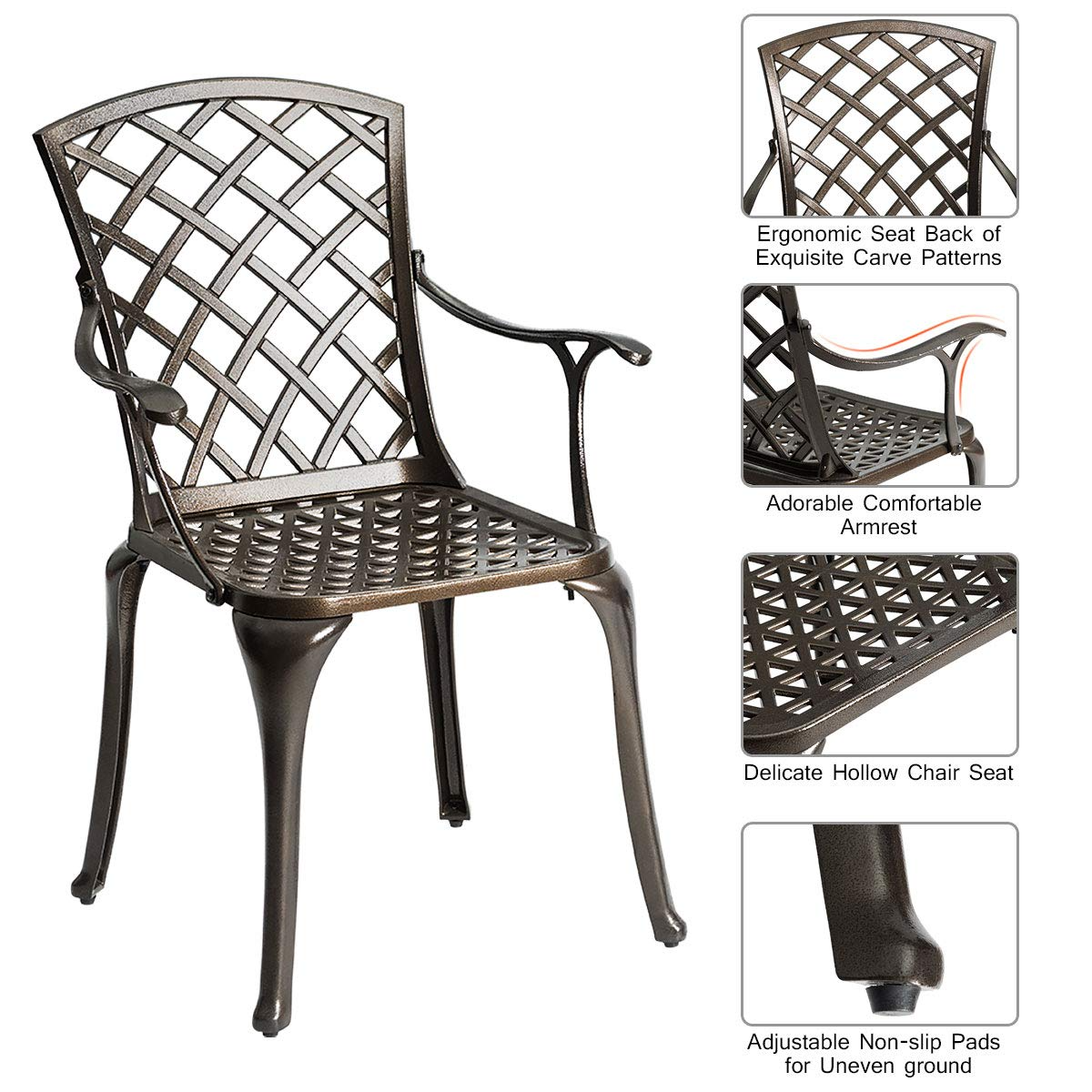 Giantex Aluminum Arm Dining Chairs Set of 2