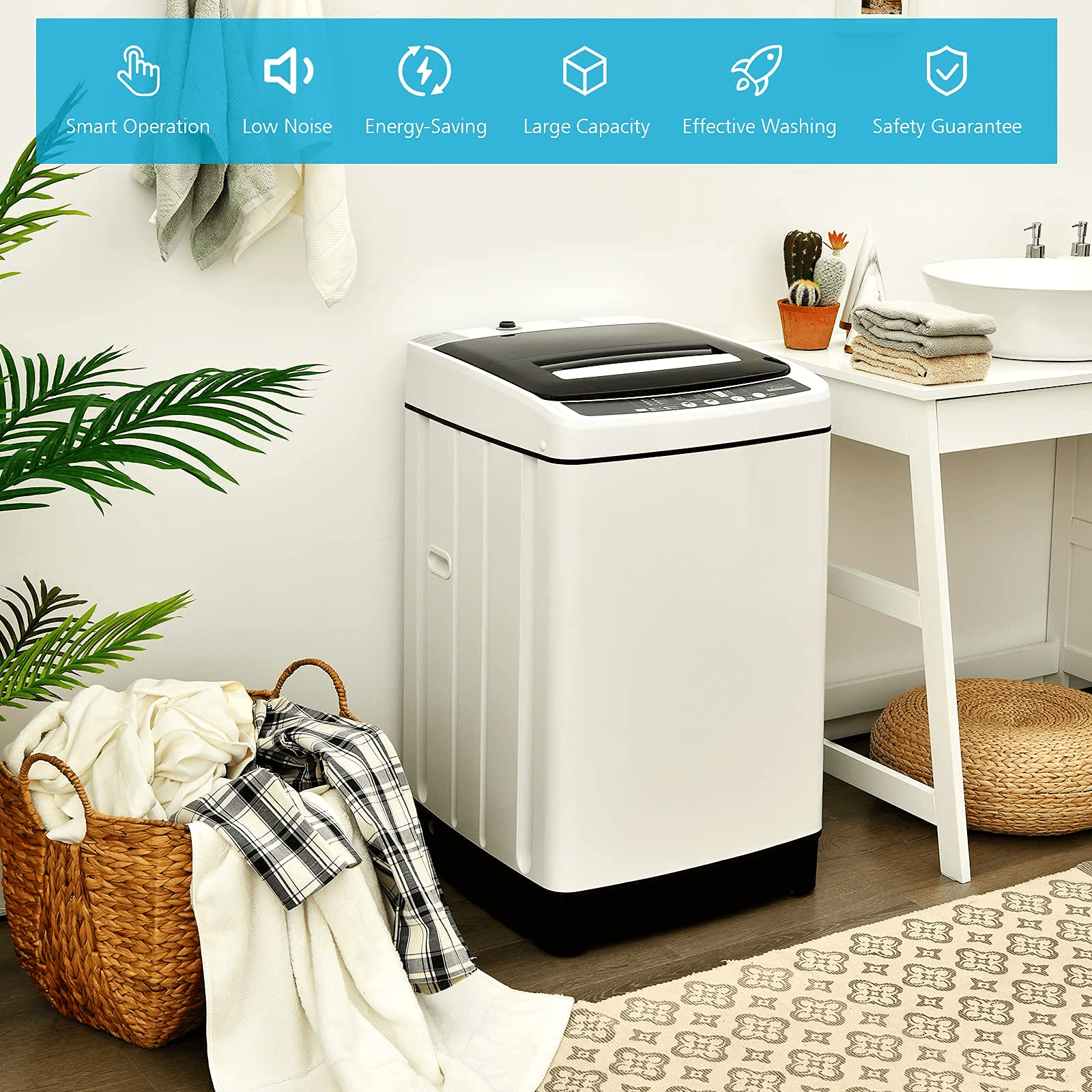 2 in 1 Portable Laundry Washer 1.5Cu.Ft 11lbs Capacity Washer and Dryer Combo - Giantexus